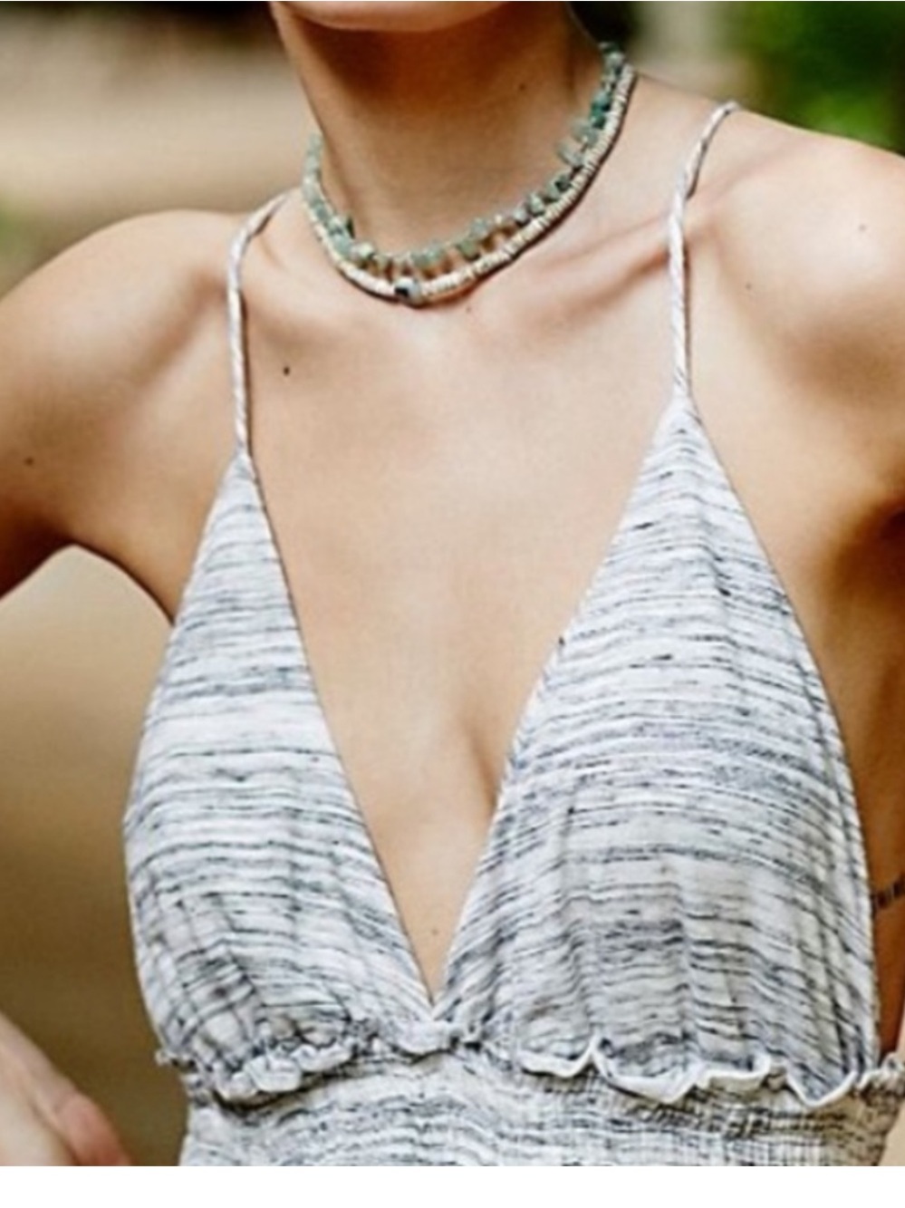 Free People Beach Malibu Harem Relaxed Jumpsuit Spacedye Grey White Heather - Picture 3 of 11